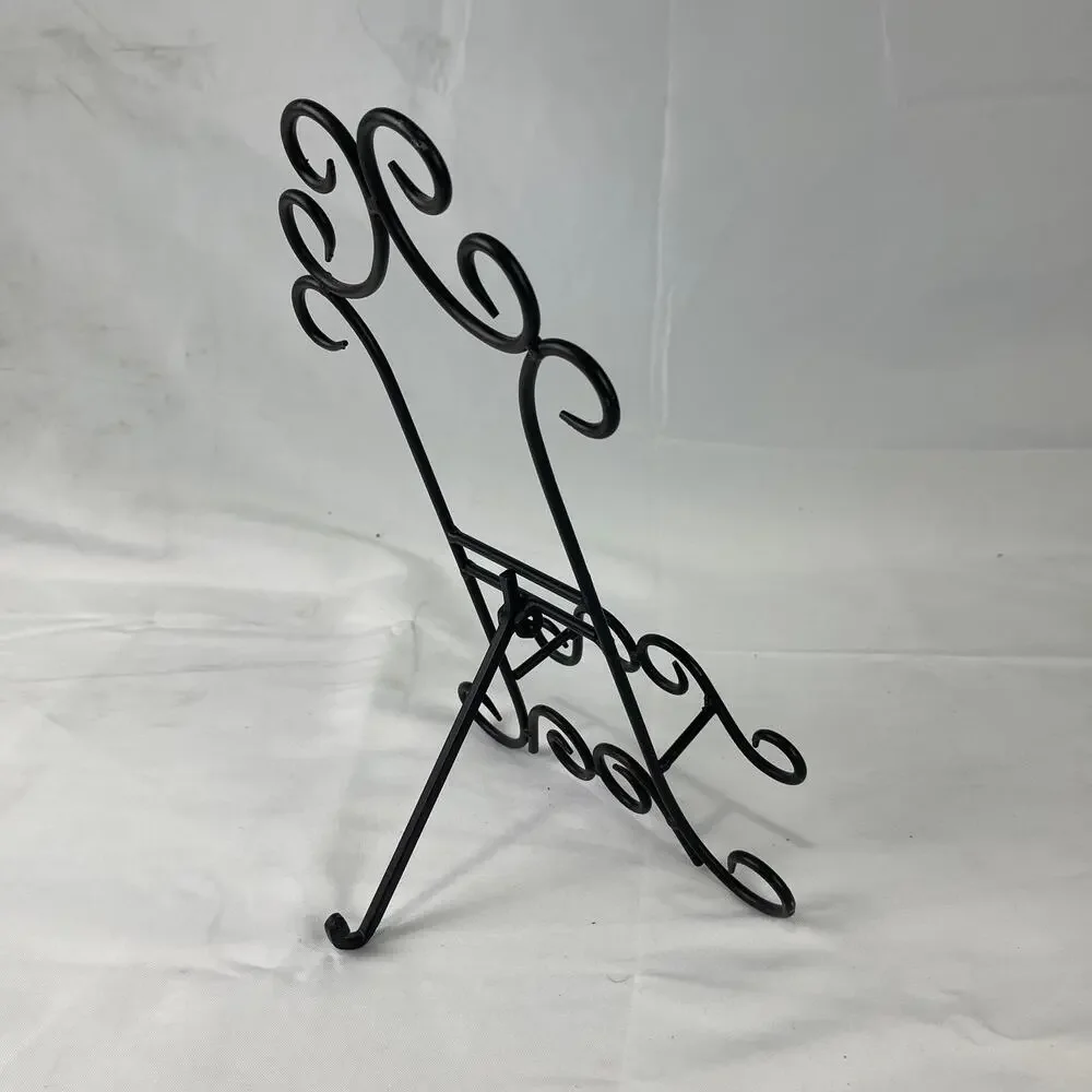 Wrought Iron Book Holder Rack Easel Bible Cookbook Art Display Black Metal